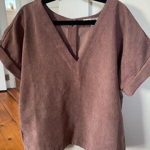V-Neck Ribbed Mauve Top